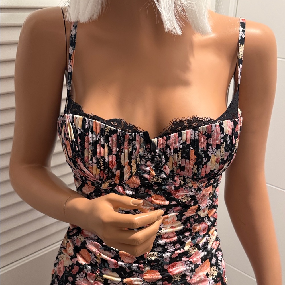 For Love & Lemons Stylish Multicolor Ruched Dress medium - Picture 4 of 10